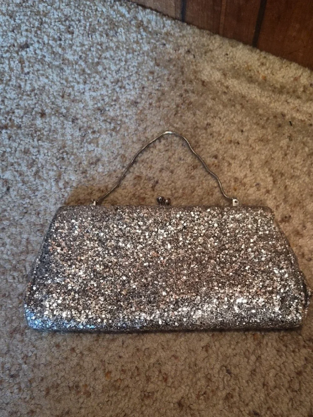 Vintage 1960s Silver Glitter Evening Clutch